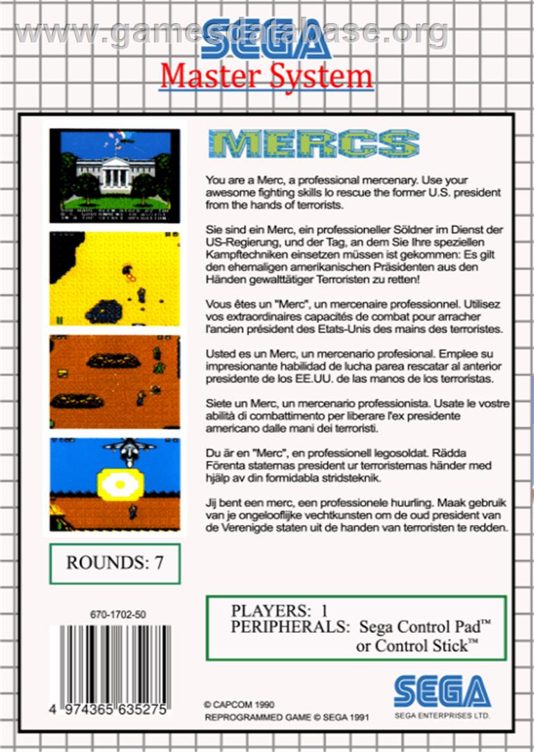 Mercs - Sega Master System - Artwork - Box Back
