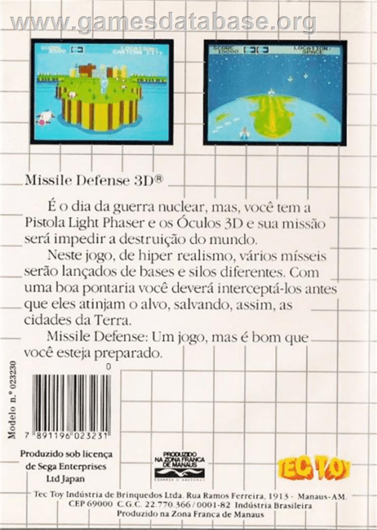 Missile Defense 3-D - Sega Master System - Artwork - Box Back