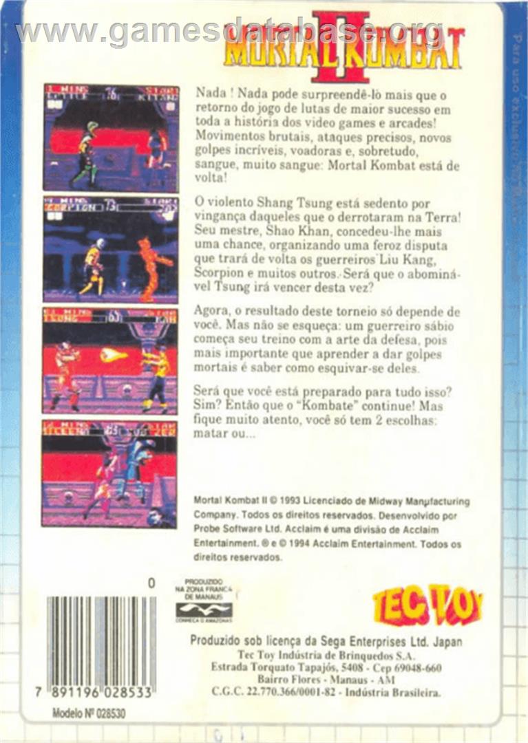 Mortal Kombat II - Sega Master System - Artwork - Box Back