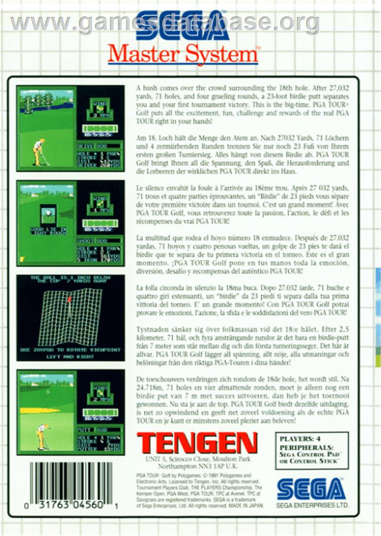 PGA Tour Golf - Sega Master System - Artwork - Box Back
