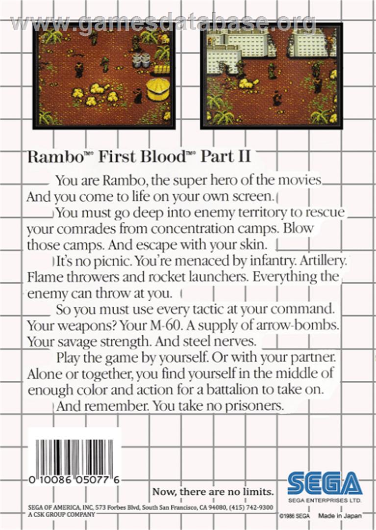 Rambo: First Blood Part 2 - Sega Master System - Artwork - Box Back