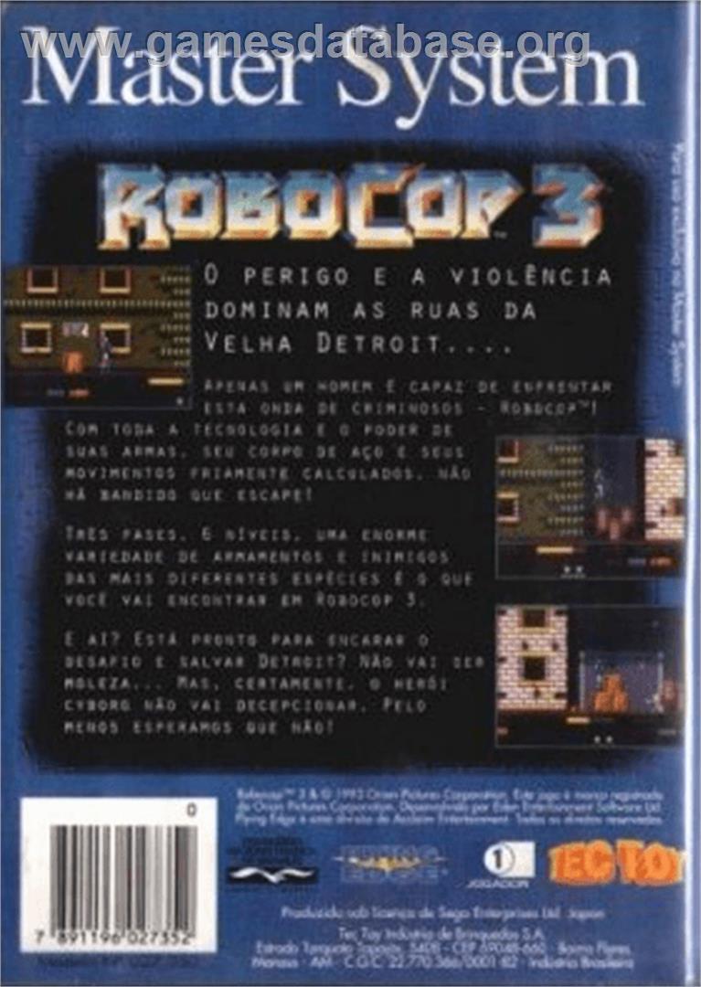 Robocop 3 - Sega Master System - Artwork - Box Back