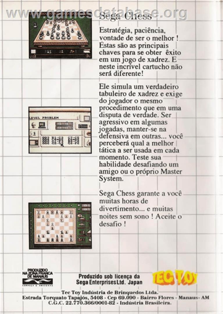 Sega Chess - Sega Master System - Artwork - Box Back
