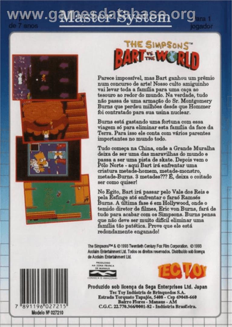 Simpsons: Bart vs. the World - Sega Master System - Artwork - Box Back
