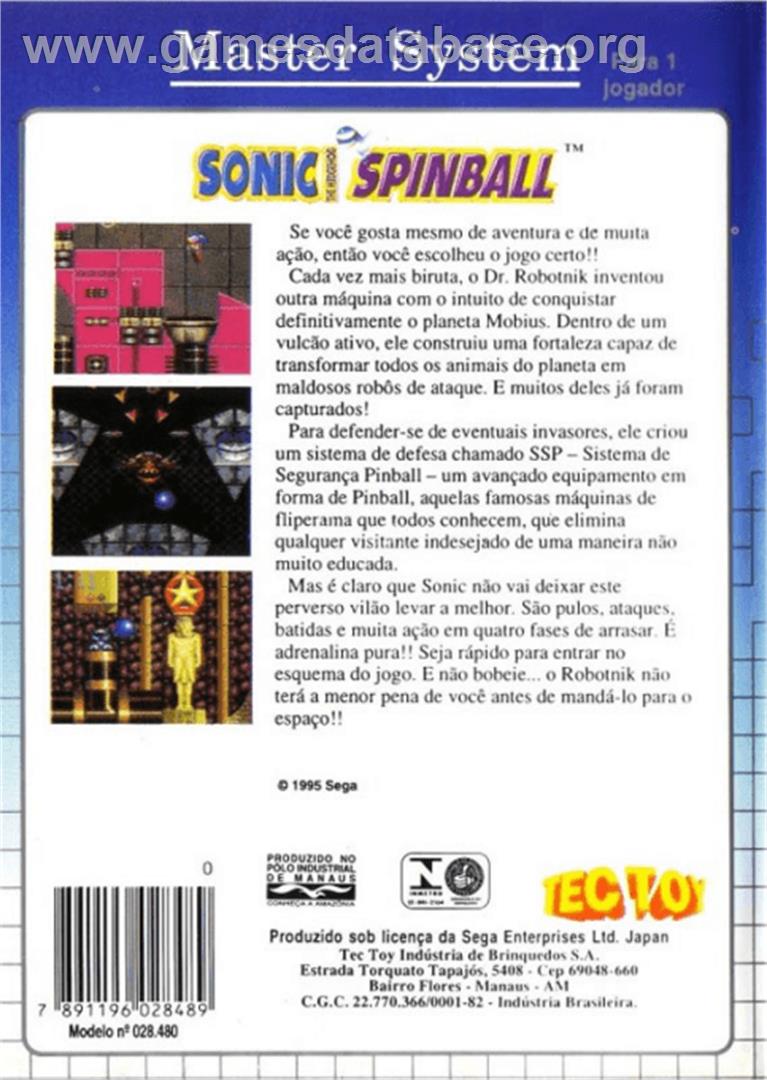 Sonic Spinball - Sega Master System - Artwork - Box Back