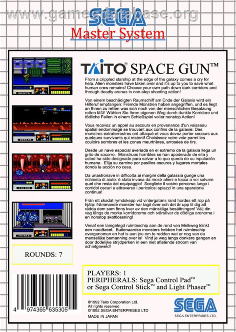 Space Gun - Sega Master System - Artwork - Box Back