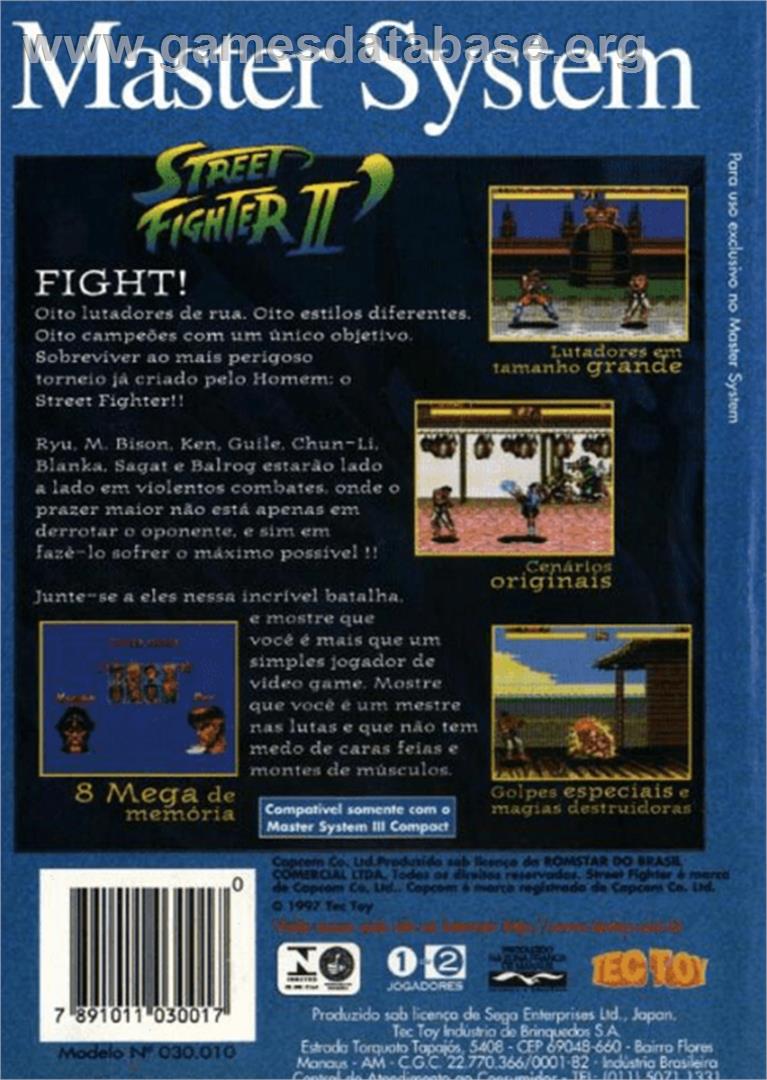 Street Fighter II' - Champion Edition - Sega Master System - Artwork - Box Back