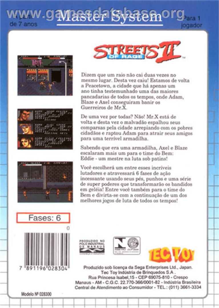 Streets of Rage 2 - Sega Master System - Artwork - Box Back
