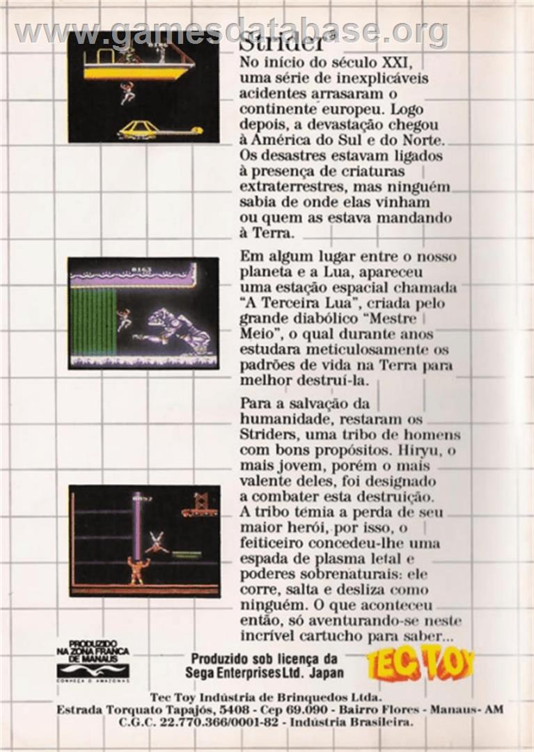 Strider - Sega Master System - Artwork - Box Back