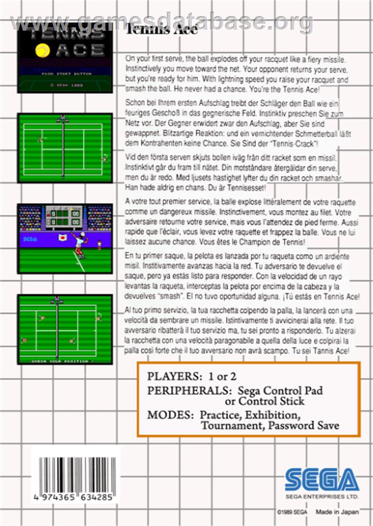 Tennis Ace - Sega Master System - Artwork - Box Back