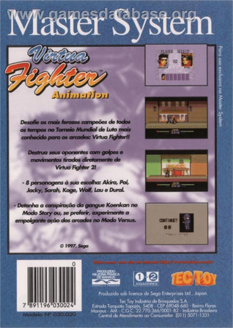 Virtua Fighter Animation - Sega Master System - Artwork - Box Back