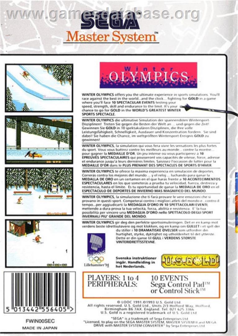 Winter Olympics: Lillehammer '94 - Sega Master System - Artwork - Box Back