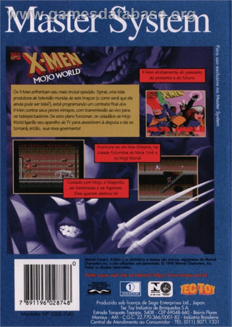 X-Men: Mojo World - Sega Master System - Artwork - Box Back