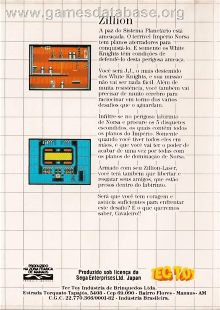 Zillion - Sega Master System - Artwork - Box Back