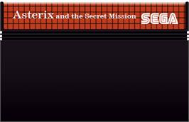 Cartridge artwork for Astérix and the Secret Mission on the Sega Master System.