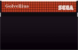 Cartridge artwork for Golvellius: Valley of Doom on the Sega Master System.