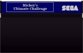 Cartridge artwork for Mickey's Ultimate Challenge on the Sega Master System.