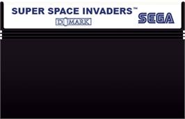 Cartridge artwork for Super Space Invaders on the Sega Master System.