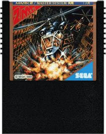 Cartridge artwork for Thunder Blade on the Sega Master System.