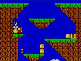 In game image of Alex Kidd in Miracle World on the Sega Master System.