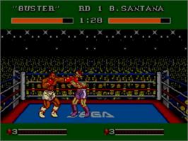 In game image of James 'Buster' Douglas Knockout Boxing on the Sega Master System.