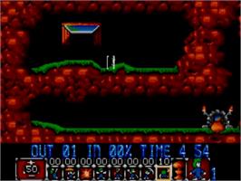 In game image of Lemmings on the Sega Master System.