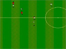 In game image of Sensible Soccer: European Champions: 92/93 Edition on the Sega Master System.