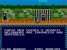 In game image of Where in the World is Carmen Sandiego on the Sega Master System.
