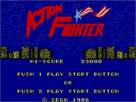 Title screen of Action Fighter on the Sega Master System.