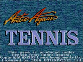 Title screen of Andre Agassi Tennis on the Sega Master System.