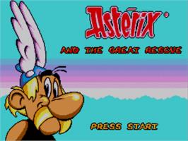 Title screen of Astérix and the Great Rescue on the Sega Master System.