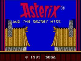 Title screen of Astérix and the Secret Mission on the Sega Master System.