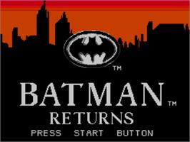Title screen of Batman Returns on the Sega Master System.