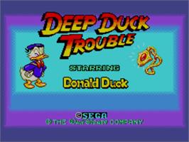 Title screen of Deep Duck Trouble starring Donald Duck on the Sega Master System.