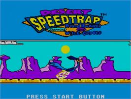 Title screen of Desert Speedtrap starring Road Runner and Wile E. Coyote on the Sega Master System.