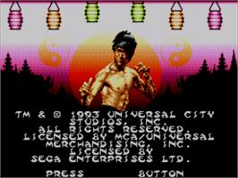 Title screen of Dragon: The Bruce Lee Story on the Sega Master System.