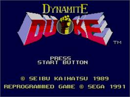 Title screen of Dynamite Duke on the Sega Master System.