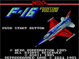Title screen of F-16 Fighting Falcon on the Sega Master System.