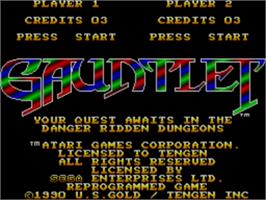 Title screen of Gauntlet on the Sega Master System.