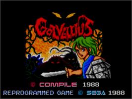 Title screen of Golvellius: Valley of Doom on the Sega Master System.