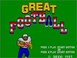 Title screen of Great Football on the Sega Master System.