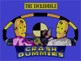 Title screen of Incredible Crash Dummies on the Sega Master System.