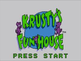 Title screen of Krusty's Fun House on the Sega Master System.