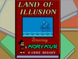 Title screen of Land of Illusion starring Mickey Mouse on the Sega Master System.