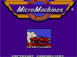 Title screen of Micro Machines on the Sega Master System.