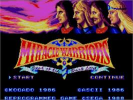 Title screen of Miracle Warriors: Seal of the Dark Lord on the Sega Master System.