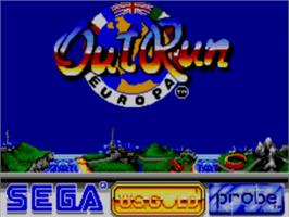 Title screen of Out Run Europa on the Sega Master System.