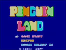 Title screen of Penguin Land on the Sega Master System.