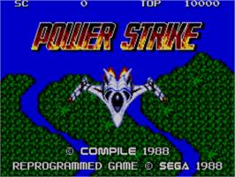 Title screen of Power Strike on the Sega Master System.