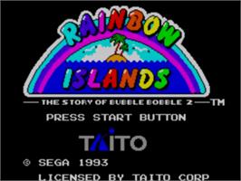 Title screen of Rainbow Islands: The Story of Bubble Bobble 2 on the Sega Master System.